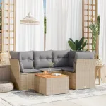 Set canapele de grădină cu perne, 5 piese, bej, poliratan GartenMobel Dekor