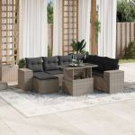 Set mobilier de grădină cu perne, 8 piese gri deschis poliratan GartenMobel Dekor