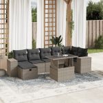 Set mobilier de grădină cu perne, 8 piese gri deschis poliratan GartenMobel Dekor