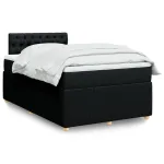 Pat box spring cu saltea, negru, 120x200 cm, textil GartenMobel Dekor