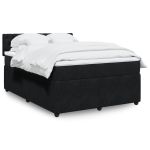 Pat box spring cu saltea, negru, 140x190 cm, catifea GartenMobel Dekor