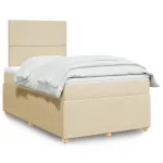 Pat box spring cu saltea, crem, 120x200 cm, textil GartenMobel Dekor