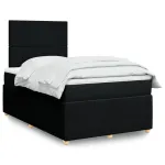 Pat box spring cu saltea, negru, 120x200 cm, textil GartenMobel Dekor