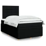Pat box spring cu saltea, negru, 120x200 cm, textil GartenMobel Dekor