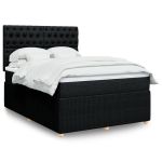 Pat box spring cu saltea, negru, 140x190 cm, textil GartenMobel Dekor