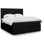 Pat box spring cu saltea, negru, 180x200 cm, catifea GartenMobel Dekor