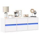 Comodă TV de perete cu lumini LED, alb, 130x31x45 cm GartenMobel Dekor