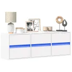 Comodă TV de perete cu lumini LED, alb, 130x31x45 cm GartenMobel Dekor