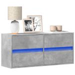 Comodă TV de perete cu lumini LED, gri beton, 100x31x45 cm GartenMobel Dekor