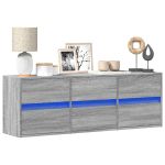 Comodă TV de perete cu lumini LED, gri sonoma, 130x31x45 cm GartenMobel Dekor