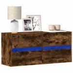 Comodă TV de perete cu lumini LED, stejar fumuriu, 100x31x45 cm GartenMobel Dekor