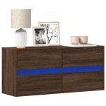 Comodă TV de perete cu lumini LED, stejar maro, 100x31x45 cm GartenMobel Dekor