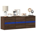 Comodă TV de perete cu lumini LED, stejar maro, 130x31x45 cm GartenMobel Dekor