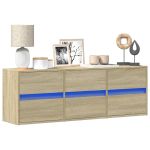 Comodă TV de perete cu lumini LED, stejar sonoma, 130x31x45 cm GartenMobel Dekor