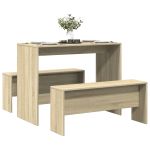 Set masă și bănci bucătărie 3piese stejar sonoma lemn prelucrat GartenMobel Dekor