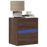 Noptiere montate pe perete cu lumini LED, 2 buc., stejar maro GartenMobel Dekor