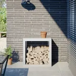 Rastel pentru lemne de foc, alb, 60x40x60 cm, oțel GartenMobel Dekor