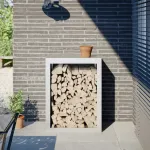 Rastel pentru lemne de foc, alb, 60x40x80 cm, oțel GartenMobel Dekor