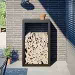 Rastel pentru lemne de foc, negru, 60x40x100 cm, oțel GartenMobel Dekor