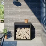 Rastel pentru lemne de foc, negru, 60x40x60 cm, oțel GartenMobel Dekor