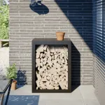 Rastel pentru lemne de foc, negru, 60x40x80 cm, oțel GartenMobel Dekor