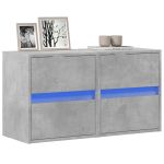 Comode TV de perete cu lumini LED 2 buc. gri beton 41x31x45 cm GartenMobel Dekor