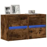 Comodă TV de perete cu LED, 2 buc. stejar fumuriu, 41x31x45 cm GartenMobel Dekor