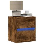 Comodă TV de perete cu lumini LED, stejar fumuriu, 41x31x45 cm GartenMobel Dekor