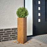 Jardiniere grădină, 2 buc., 30x26x75 cm, oțel corten, triunghi GartenMobel Dekor