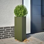 Jardiniere grădină, 2 buc., verde, 40x34,5x70cm, oțel, triunghi GartenMobel Dekor