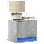 Noptiere montate pe perete cu lumini LED, 2 buc., gri beton GartenMobel Dekor