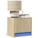 Noptiere montate pe perete cu lumini LED, 2 buc., stejar sonoma GartenMobel Dekor