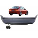 Bara Spate cu Toba Ornament Evacuare Fibra Carbon Mat BMW Seria 3 E46 4D Sedan (1998-2004) M-Technik Design Performance AutoTuning