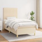 Pat box spring cu saltea, crem, 90x200 cm, textil GartenMobel Dekor