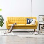 Canapea cu 3 locuri, material textil, 172 x 70 x 82 cm, galben GartenMobel Dekor