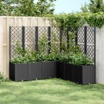 Jardinieră de grădină cu spalier, negru, 160x160x140 cm, PP GartenMobel Dekor