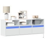 Comodă TV de perete cu lumini LED, alb, 130x31x45 cm GartenMobel Dekor