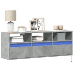 Comodă TV de perete cu lumini LED, gri beton, 130x31x45 cm GartenMobel Dekor
