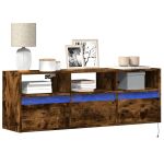 Comodă TV de perete cu lumini LED, stejar fumuriu, 130x31x45 cm GartenMobel Dekor