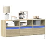 Comodă TV de perete cu lumini LED, stejar sonoma, 130x31x45 cm GartenMobel Dekor