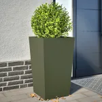 Jardiniere grădină, 2 buc., verde măsliniu, 45x45x75 cm, oțel GartenMobel Dekor