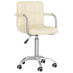 Scaun de bucătărie pivotant, crem, material textil GartenMobel Dekor