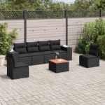 Set canapele de grădină cu perne, 7 piese, negru, poliratan GartenMobel Dekor