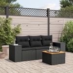 Set mobilier de grădină cu perne, 4 piese, negru, poliratan GartenMobel Dekor