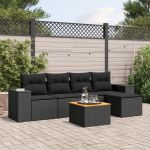 Set mobilier de grădină cu perne, 6 piese, negru, poliratan GartenMobel Dekor