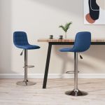 Scaune de bar, 2 buc., albastru, material textil GartenMobel Dekor