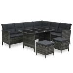 Set mobilier de grădină cu perne, 4 piese, gri, poliratan GartenMobel Dekor