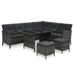 Set mobilier de grădină cu perne, 4 piese, gri, poliratan GartenMobel Dekor