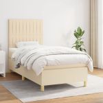 Pat box spring cu saltea, crem, 80x200 cm, textil GartenMobel Dekor
