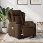 Fotoliu electric de masaj rabatabil, maro, textil GartenMobel Dekor